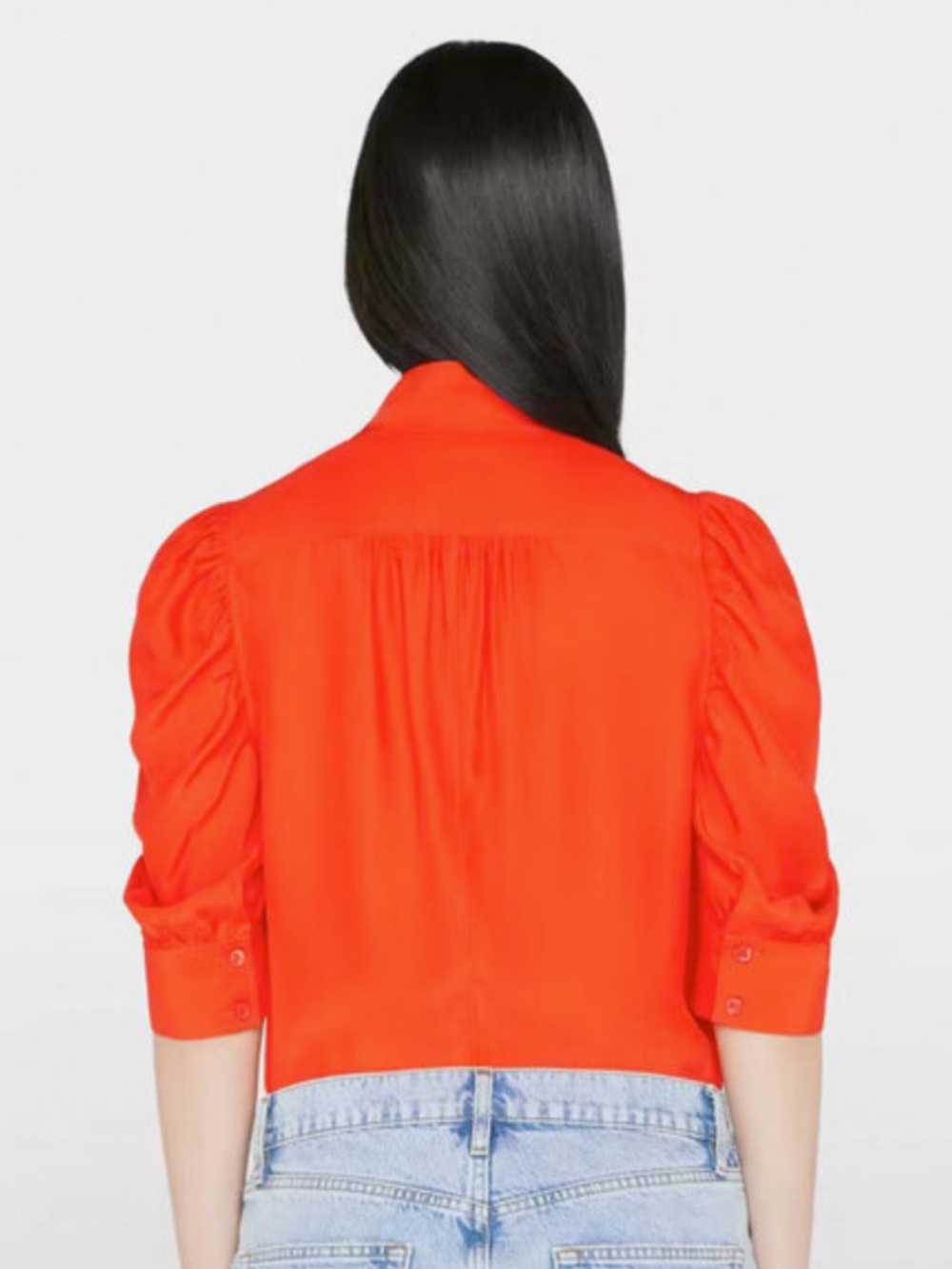 FRAME Red Orange Silk Gillian Blouse XS - Picture 2 of 6